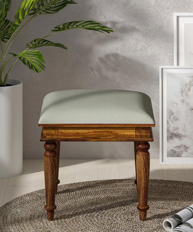 Wood Seating Stool In Scratch Resistant Provincial Teak