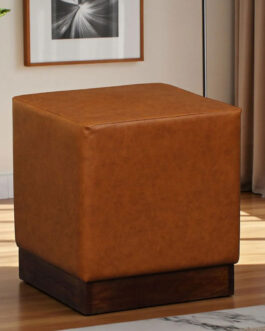 Leatherette Pouffe In Brown Colour